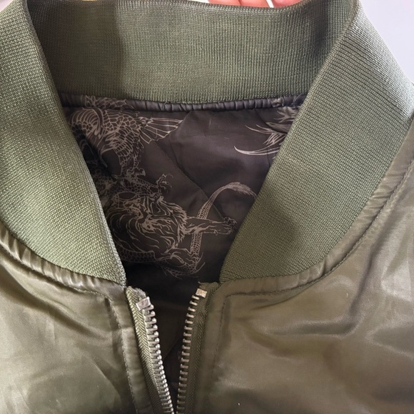 AVIREX U.S.A. BOMBER JACKET 2XL Flight SAGE MILITARY GREEN Satin Reversible - Picture 11 of 13